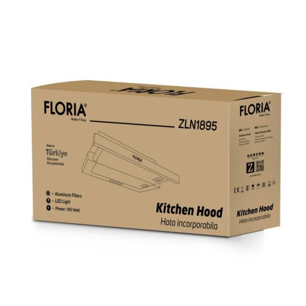 Абсорбатор за вграждане Floria ZLN1895, 60 cm, 140 W, 450 m3/h, 3 скорости, 2 филтъра, 68 dB, Черен - Technomani