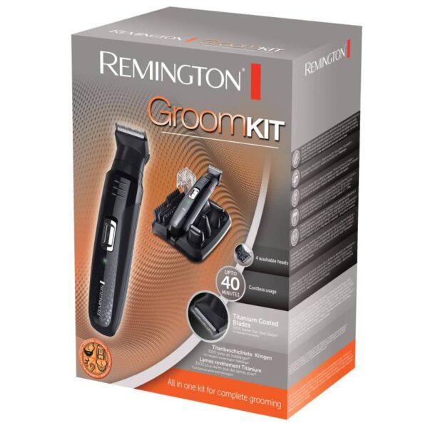 Комплект Remington Groom Kit PG6130, 2-20 мм, 4 накрайника, Самонаточващи се ножчета, Черен - Technomani