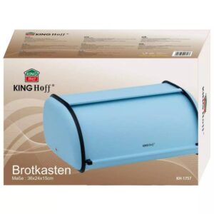Кутия за хляб Kinghoff KH 1757, 36 см, Лека и здрава конструкция, Светлосин, Стомана - Technomani
