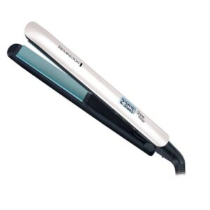 Преса за коса Remington Shine Therapy S8500, 9 температурни настройки 150-230 C, Керамично покритие, Плаващи плочи, Бял/зелен - Technomani
