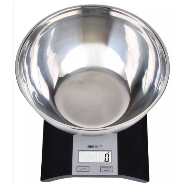 Кухненска везна с купа Kinghoff KH 1828, 5 кг, 2 л, LCD дисплей, ТАРА, Черен - Technomani