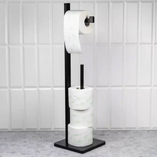 Стойка за тоалетна хартия Kinghoff KH 1750, Бамбук, 19х71см, За 5 ролки - Technomani