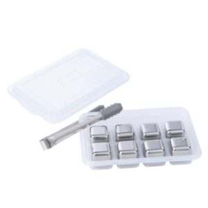 Стоманени кубчета за лед с щипки и поставка Klausberg KB 7651, 8 бр, Многократна употреба, Инокс - Technomani