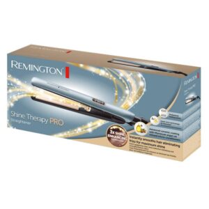 Преса за коса Remington S9300 Shine Therapy Pro, 230C, Керамични плочи, Йонизация, Дигитален дисплей, Син/розов - Technomani