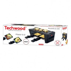 Раклет и грил Techwood TRD-2456, 450W, Незалепващо покритие, Студени дръжки, Термостат, Черен - Technomani