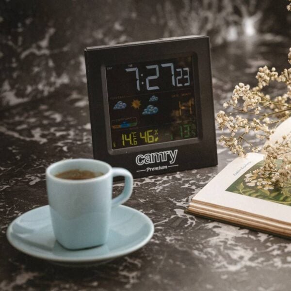 Метеорологична станция Camry CR 1166, Прогноза за времето, Календар, Влагомер, Часовник, LCD екран, ЧеренX` - Technomani