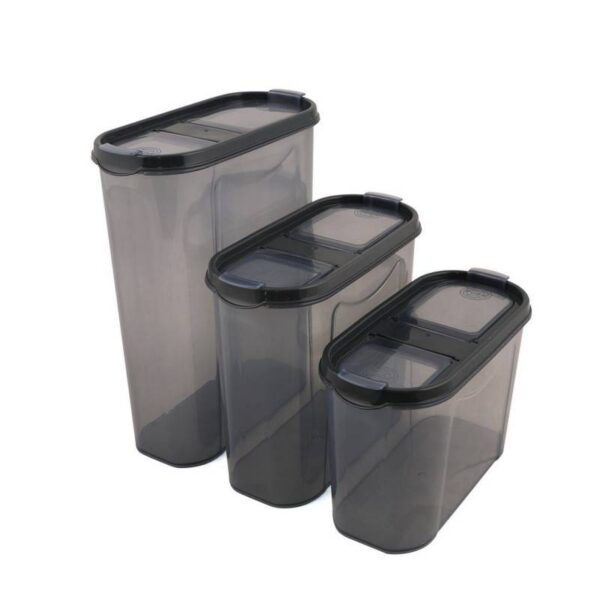 Комплект кутии за съхранение Kosova 964FRM1127, 12 броя, Пластмаса, Черен/прозрачен - Technomani