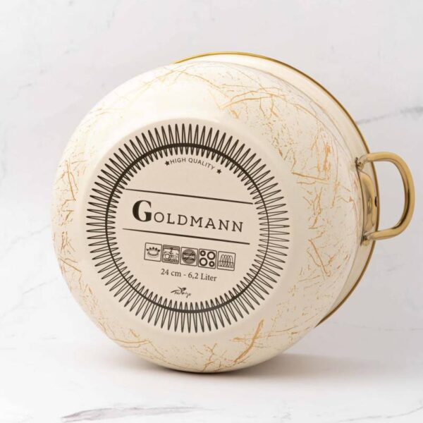 Тенджера Goldmann GM 8017, Златни титаниеви дръжки, Индукция, Златист/Мрамор - Technomani
