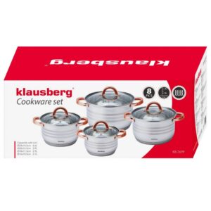 Комплект тенджери Klausberg KB 7699, 8 части, Индукция, Инокс/златист - Technomani