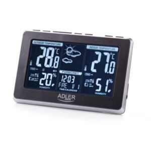 Метеорологична станция Adler AD 1175, Прогноза за времето, Календар, Влагомер, Часовник, LCD екран, Сребрист - Technomani