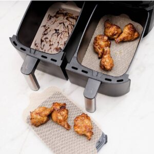 Комплект двойни подложки за двоен AirFryer NoStik 1FFF139, За многократна употреба, Бежов - Technomani