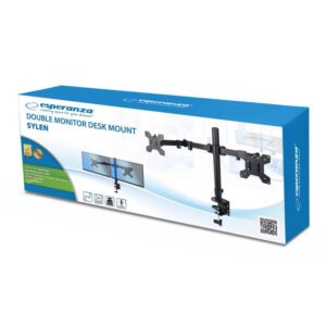 Стойка за монитор Esperanza ERW018 Стойка за монитор Esperanza ERW018, За 2 монитора, 10"-27", VESA 75/100 mm, До 8 кг на рамо, Черен - Technomani